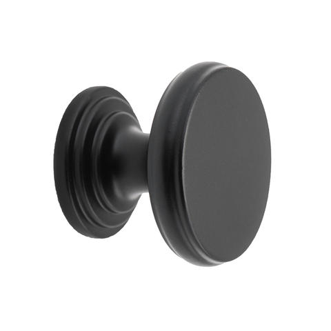 Flat Cupboard Knob MatBla D32xP23mm