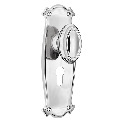 Bungalow Door Knob Euro Pair ChrPla