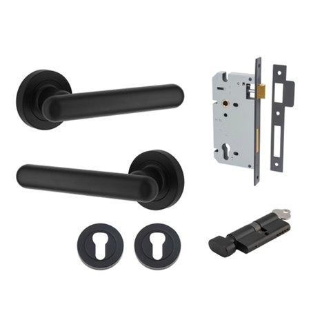 Door Lever Puerto Rose Round Matt Black