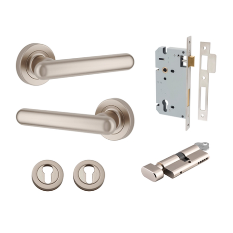 Door Lever Puerto Rose Round Satin Nicke