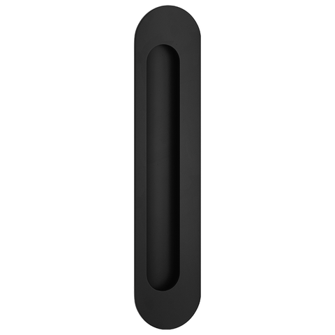 Flush Pull Oval Matt Black H225xW50xP2.5