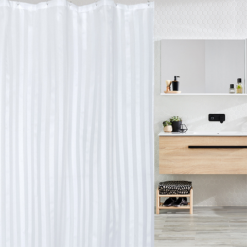 White Striped Shower Curtain