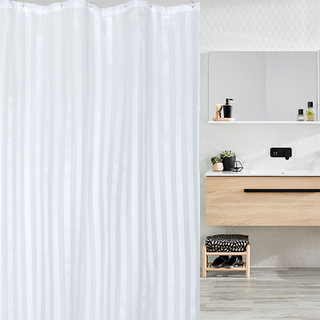 White Striped Shower Curtain