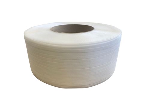 White Machine Grade PP Strapping 130kg Break Load 12mm x 3000m 0.63mm