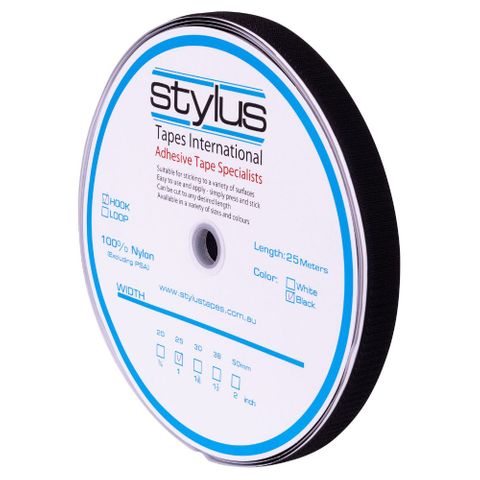Stylus Self Adhesive Black Hook 25mm
