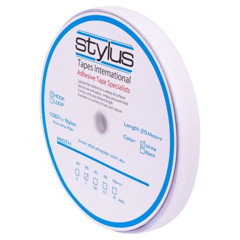 Stylus Self Adhesive White Hook 25mm