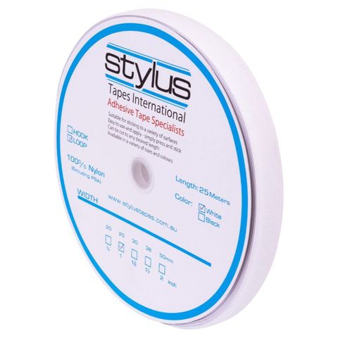 Stylus Self Adhesive White Loop 25mm