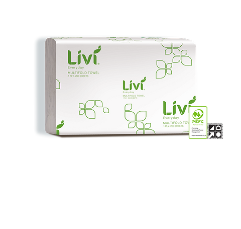 Livi Everyday Basics Multifold Hand Towel  230mm x 240mm 1 Ply 200 Sheets