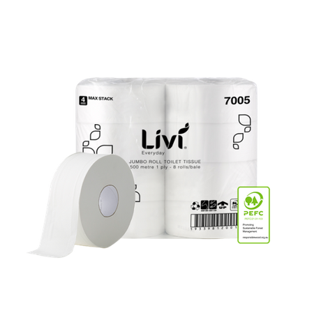 Livi Basics Jumbo Toilet Tissue 1 Ply 500m