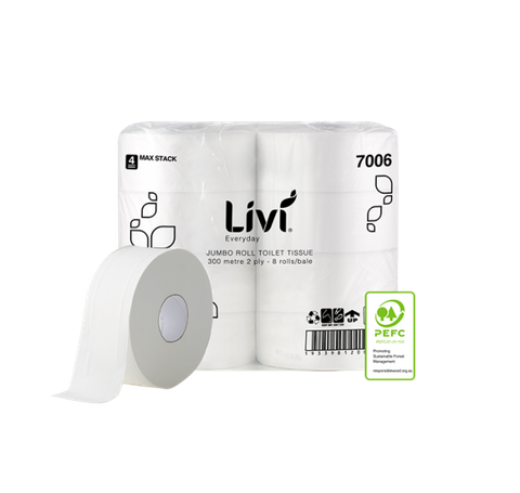 Livi Everyday Jumbo Toilet Tissue 2 Ply 300m