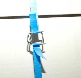 Blue polypropylene hand strapping in a dispenser pack