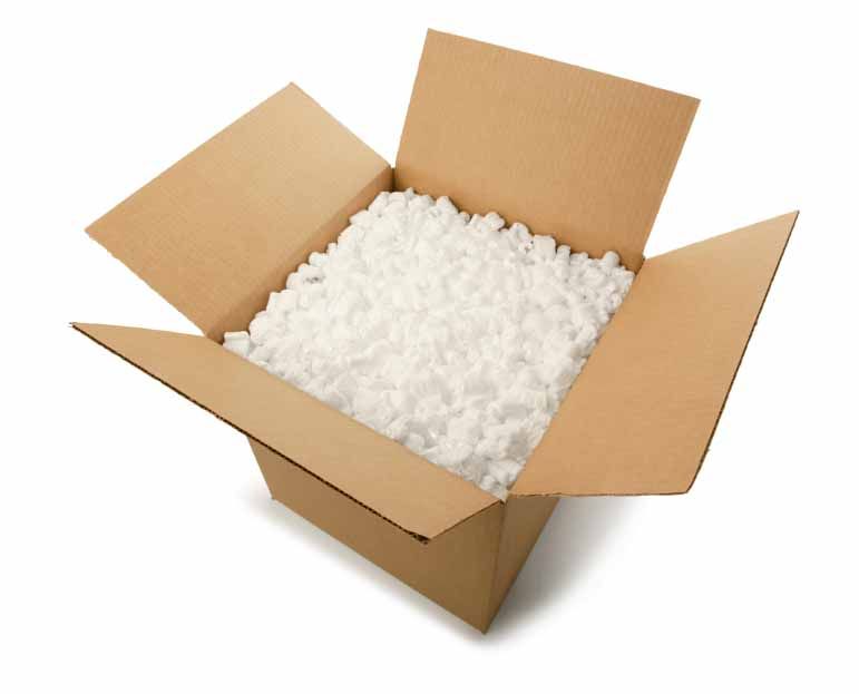 Biofill biodegradable packing peanuts in a carton
