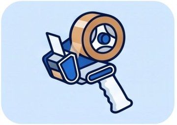 Packaging tape roll in a tape gun dispenser