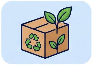 Recyclable cardboard box with green leaves