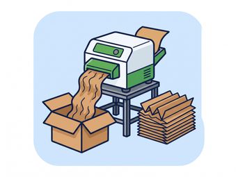 Paper cushioning packed into a cardboard box