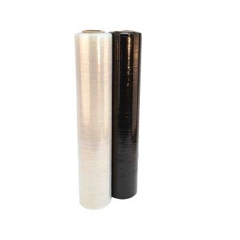 Hand pallet wrap rolls stacked