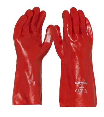 PVC RED GLOVE 35CM