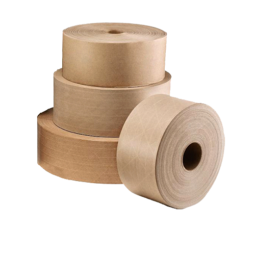 Reinforced water activated gummed paper tape system roll