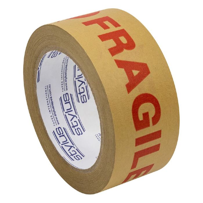 Custom printed eco friendly paper tape with fragile handling instructions