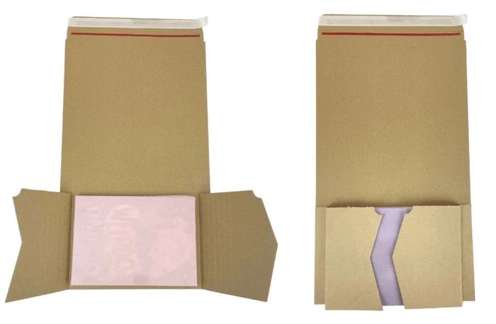 Cardboard Book Mailers with Integrated Self Adhesive Tape Strip
