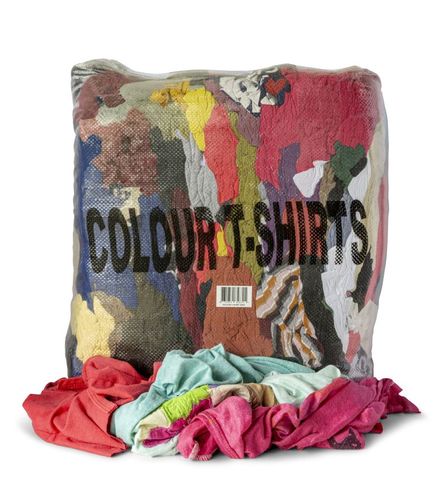 BAG OF COLOURED T SHIRT RAGS 10KG