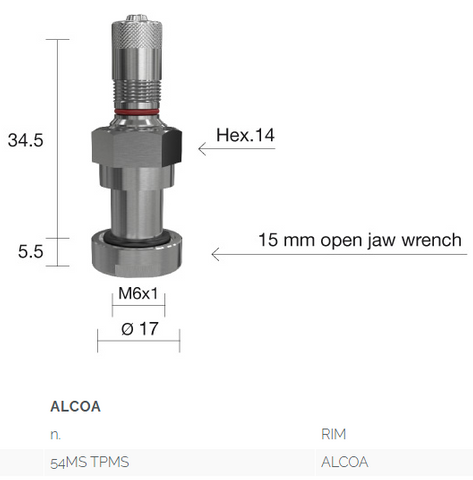 truck TPMS valve 40mm nickel plated - Italy