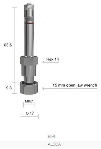 truck TPMS valve 50mm nickel plated - Italy