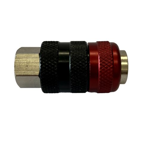 safety coupler, ARO style 1/4" FBSP inlet black/red