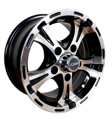 13"X 6" alloy black rim 5x 4.5" (114.3mm) 950kg. 0P offset