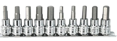 1/4 & 3/8dr 10pc inhex torx bit set on rail sp tools SAE