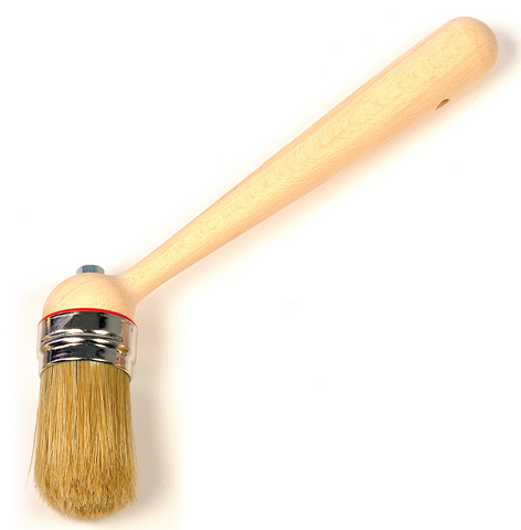 lube brush, 1.5" dia, angled head, wooden handle - small