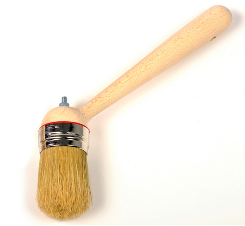 lube brush 2" dia, angled head, wooden handle - large