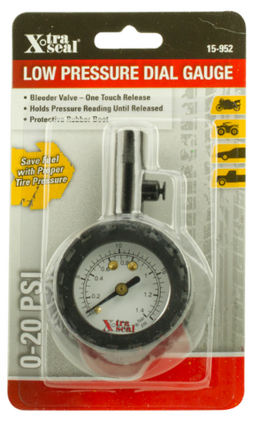 low pressure dial gauge 0-20psi w/bleed valve Xtraseal