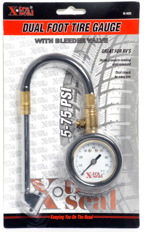 dial gauge 5-75psi w/bleed valve, d/foot chuck Xtraseal