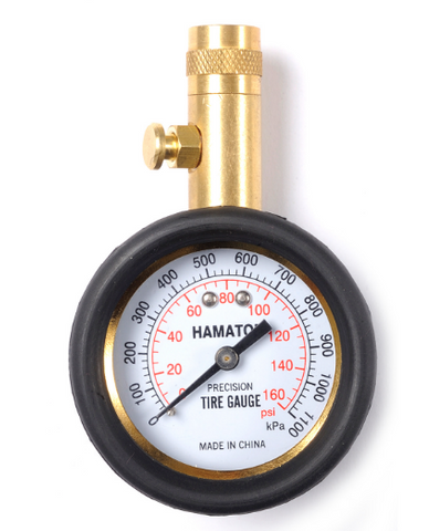 compact dial gauge 0-160psi  - brass chuck w/bleed valve
