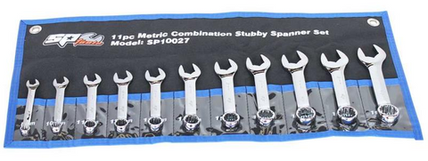 11pc stubby ring and open end spanner set metric sp tools