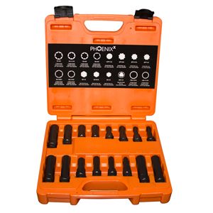 lock nut remover set, 16pc in blow moulded case