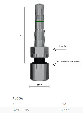 truck TPMS valve 63mm nickel plated - Italy