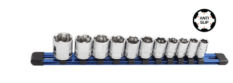 3/8"dr 10pc Metric X-Treme Grip Socket Rail Set - sp tools