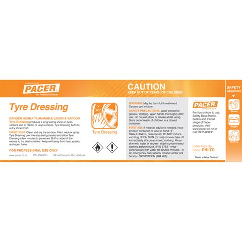 HALF LABEL FOR TYRE DRESSING