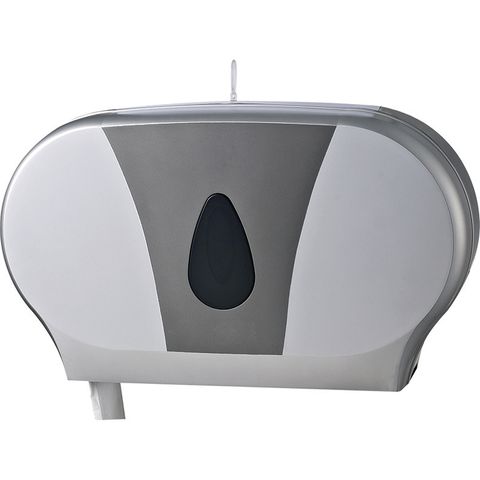 JUMBO TOILET ROLL DISPENSER TWIN CLEAR