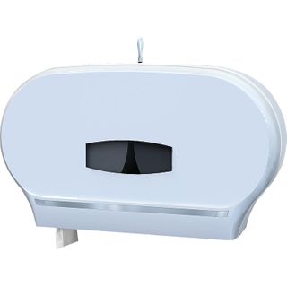 TOILET ROLL DISPENSER WHITE TWIN JUMBO