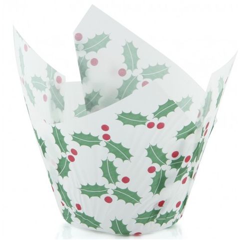 Christmas Holly Parchment Muffin Wrap 250/ctn