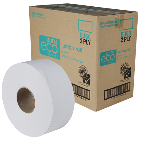 Pure Eco Jumbo Rolls 2 ply 8/ctn