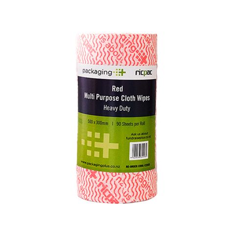 Cloth Wipes Roll Red Heavy Duty 30cm x 45mtr