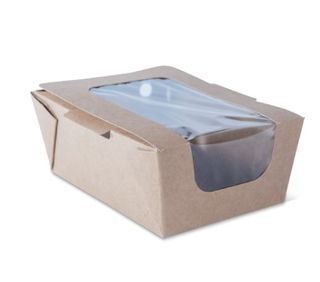 Brown Hot Food Box With Window Small 95 x 140 x 60mm 360/ctn