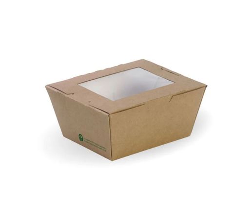 Brown Hot Food Box With Window 127 x 107 x 64mm 200/ctn