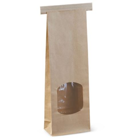 Tin Tie Bag with Window Small 88 x 47 x 260mm 500/ctn