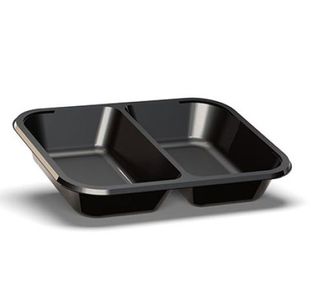 CPET 2 Compartment Tray 155 x 200 x 35mm 500/ctn