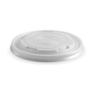 PLA Flat White Lid to Suit 12-32oz BioBowls (Ctn) 500